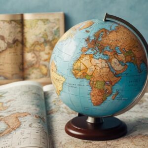 Coğrafi konum konusunu anlatan, Türkiye haritası ve enlem boylam çizgileri içeren coğrafya temalı eğitim görseli