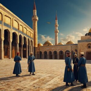 Osmanlı Devleti’nin yükselme dönemini simgeleyen, İstanbul silüeti ve güçlü devlet yapısını yansıtan tarih temalı eğitim görseli