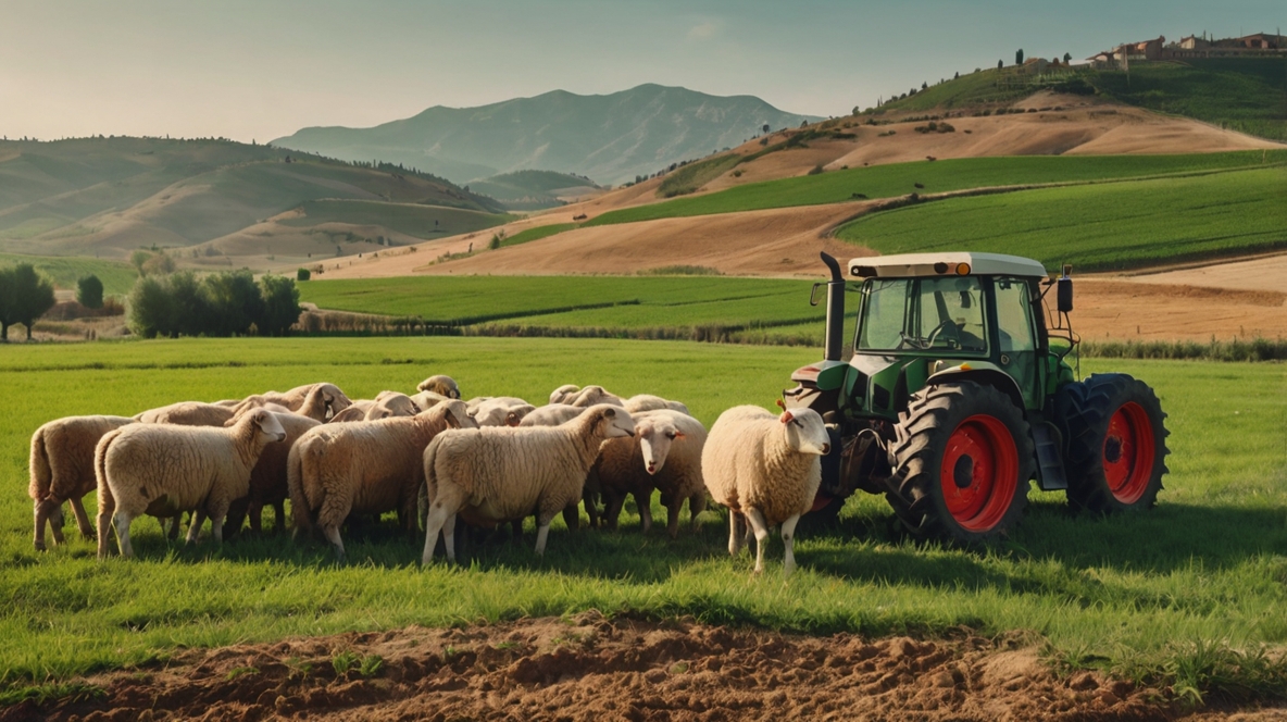 Türkiye’de tarım ve hayvancılık faaliyetlerini anlatan, tarım alanları ve hayvan yetiştiriciliğini gösteren coğrafya temalı eğitim görseli