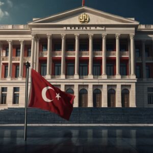 Türkiye’de yasama yetkisini simgeleyen TBMM binası ve anayasa temalı eğitsel görsel.