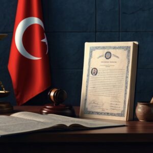 Türkiye’de yürütme yetkisini simgeleyen kararname ve devlet mührü temalı eğitsel görsel.